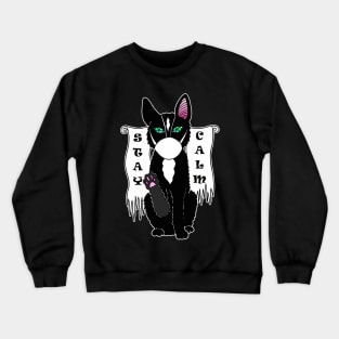 Black cat calm in mask Crewneck Sweatshirt